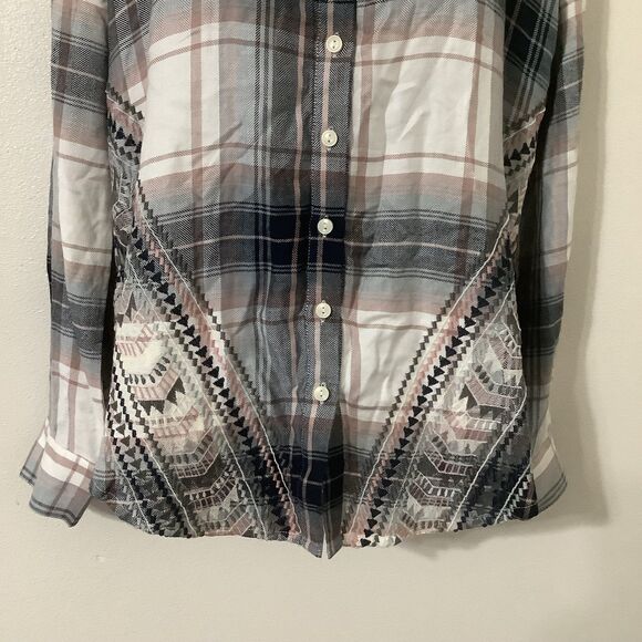 NTW Tolani Collection Plaid Embroidered Cabincore Western Button Down Shirt Sz S - Picture 3 of 7